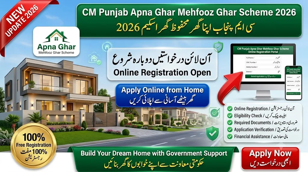 CM Punjab Apna Ghar Mehfooz Ghar Scheme Online